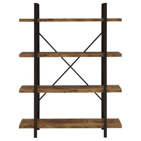 Cole 4-Shelf Bookcase Antique Nutmeg and Black