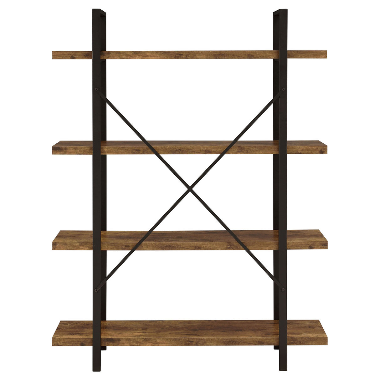 Cole 4-Shelf Bookcase Antique Nutmeg and Black