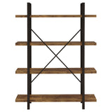 Cole 4-Shelf Bookcase Antique Nutmeg and Black