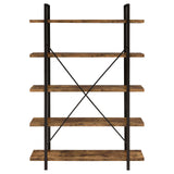 Cole 5-Shelf Bookcase Antique Nutmeg and Black