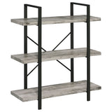 Cole 3-Shelf Bookcase Grey Driftwood and Gunmetal