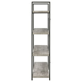 Cole 4-Shelf Bookcase Grey Driftwood and Gunmetal