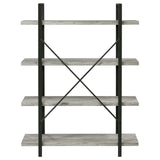 Cole 4-Shelf Bookcase Grey Driftwood and Gunmetal