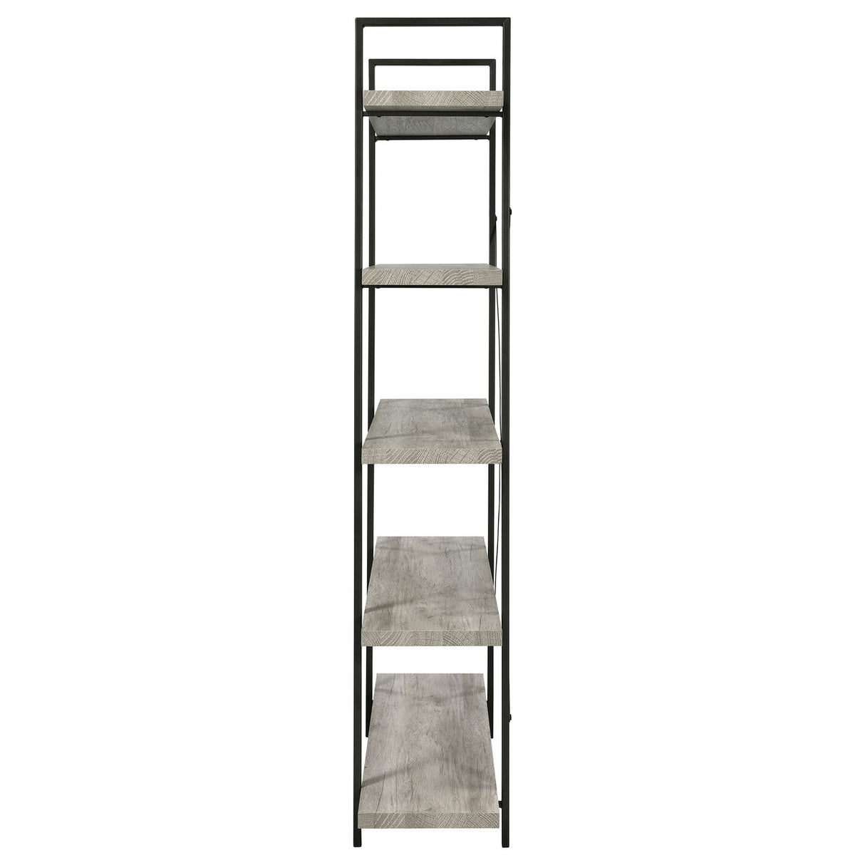 Cole 5-Shelf Bookcase Grey Driftwood and Gunmetal