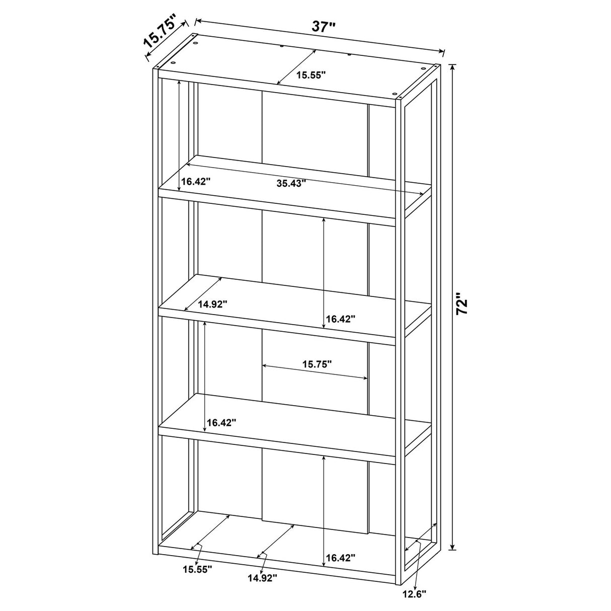 Loomis 4-shelf Bookcase Whitewashed Grey (Grey)