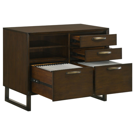 Marshall 4-drawer File Cabinet Dark Walnut and Gunmetal