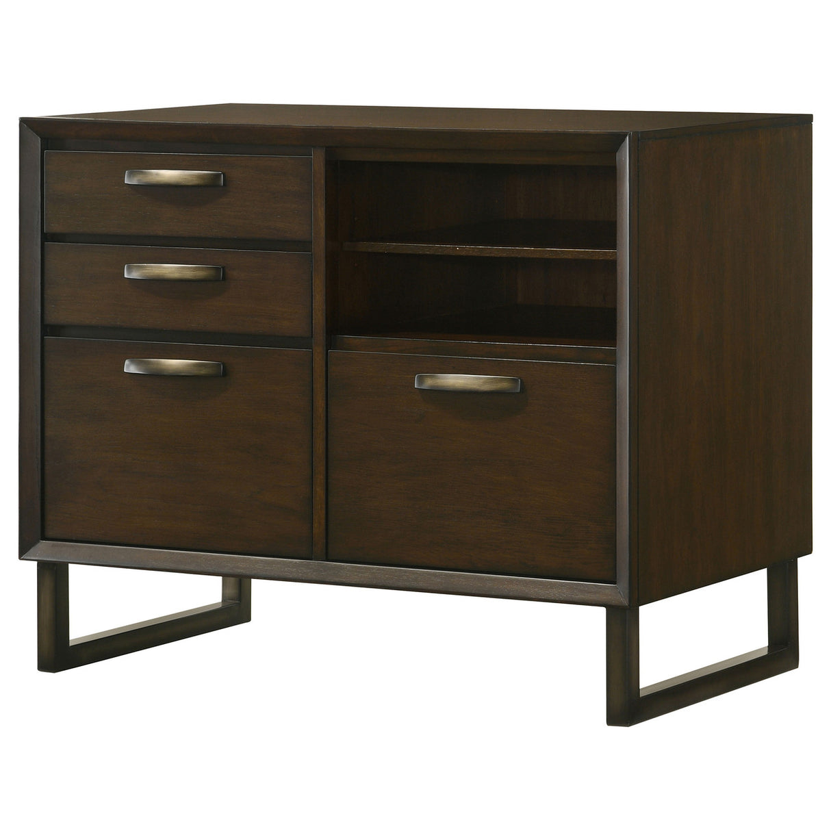 Marshall 4-drawer File Cabinet Dark Walnut and Gunmetal