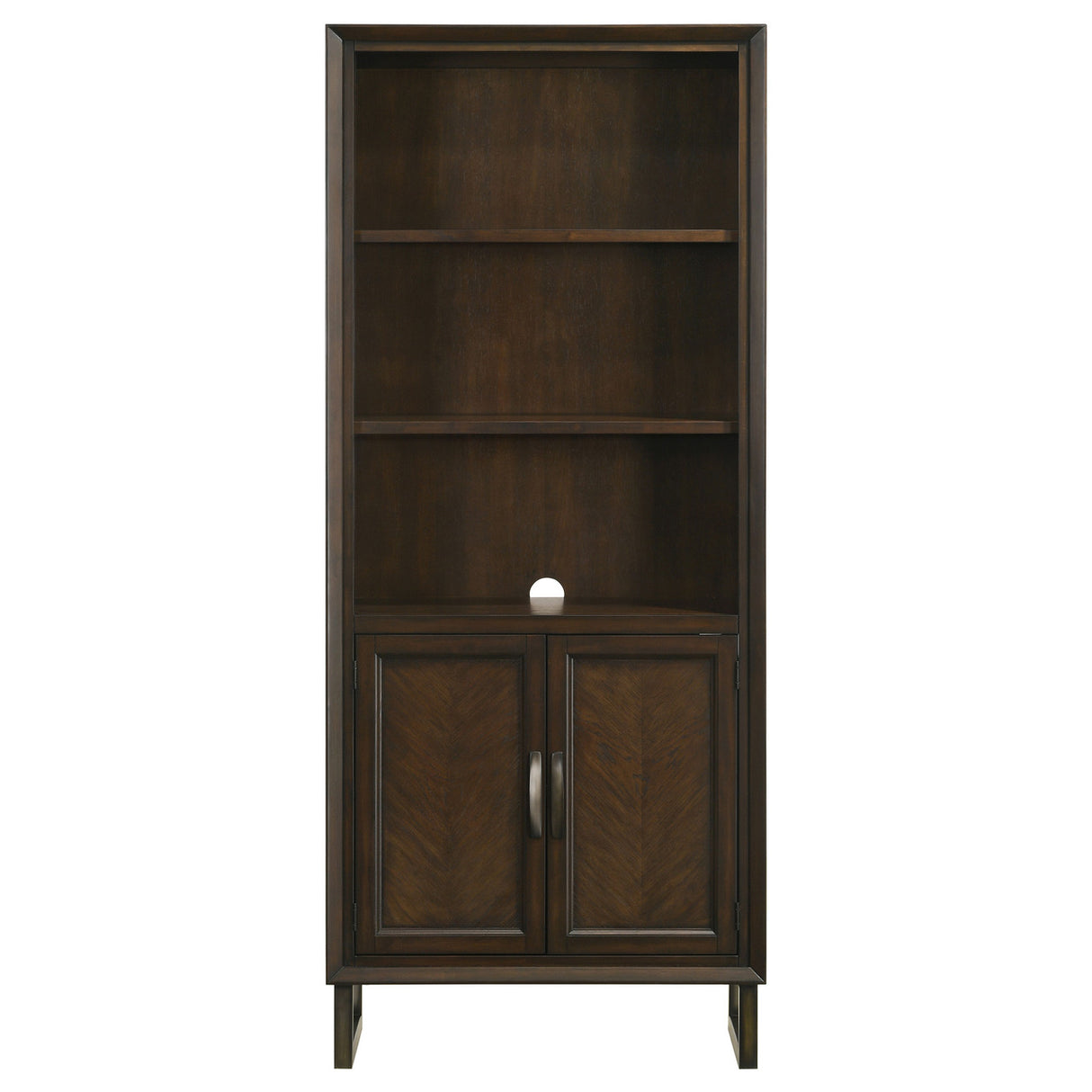 Marshall 5-shelf Bookcase With Storage Cabinet Dark Walnut and Gunmetal