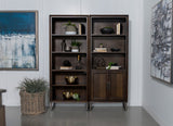 Marshall 5-shelf Bookcase With Storage Cabinet Dark Walnut and Gunmetal