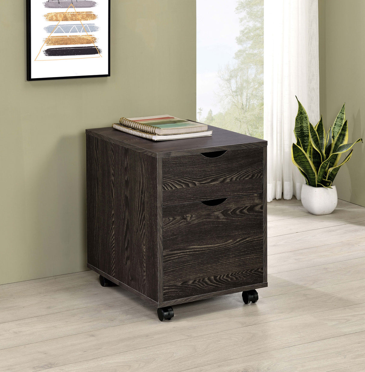 Noorvik 2-drawer Mobile File Cabinet Dark Oak