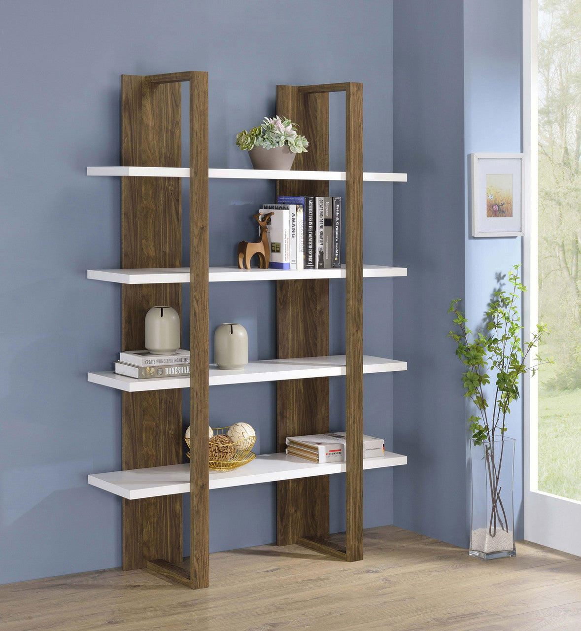 Danbrook Bookcase with 4 Full-length Shelves (Brown)