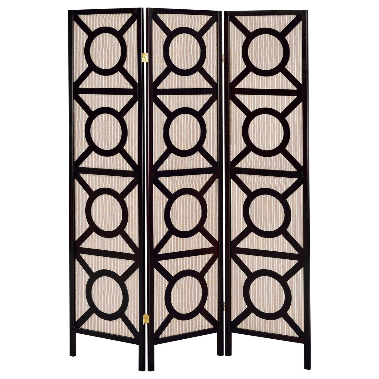 Vulcan 3-panel Geometric Folding Screen Tan and Cappuccino