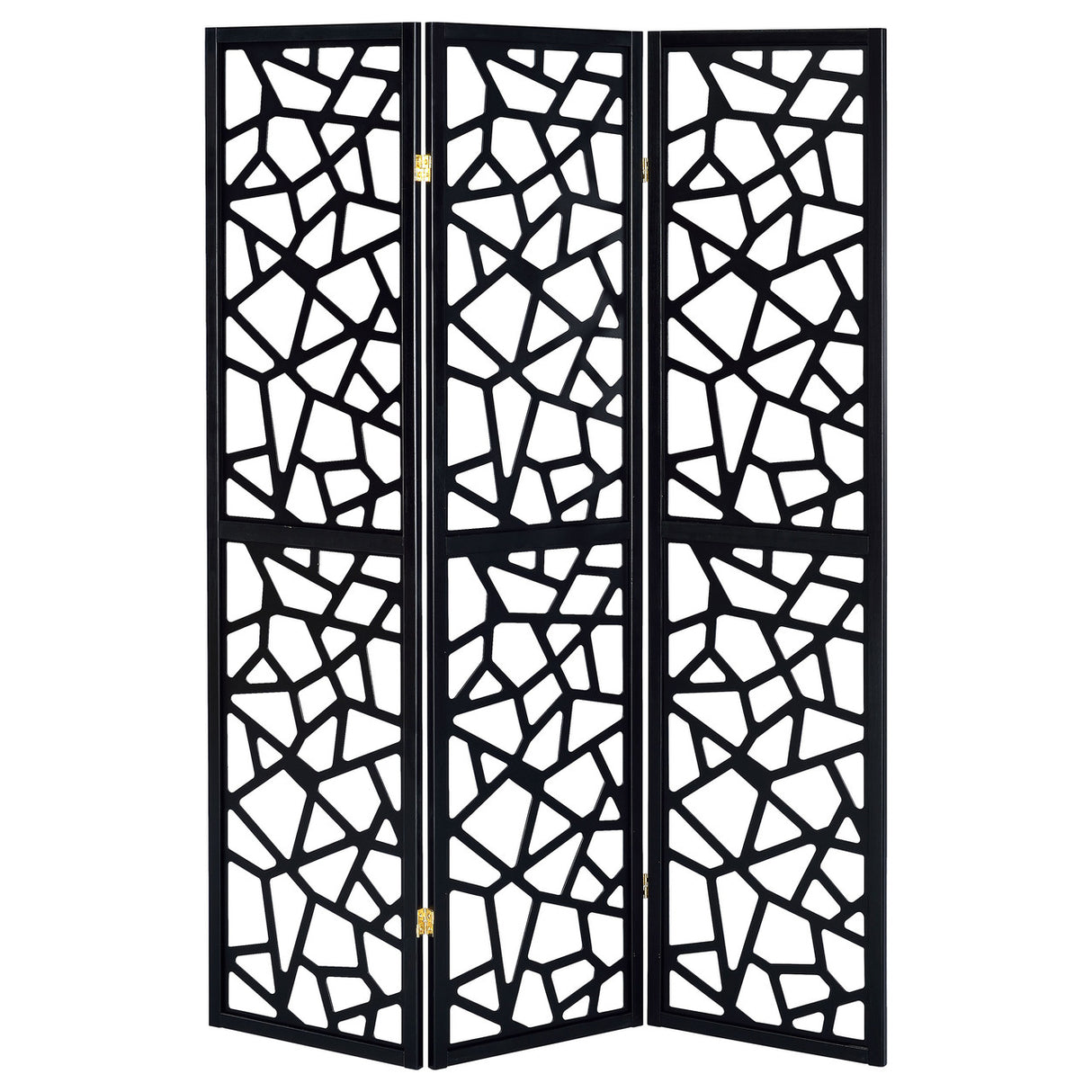 Transitional Black Three-Panel Screen