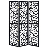 Transitional Black Three-Panel Screen