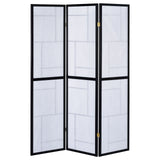 Damis 3-panel Folding Floor Screen Black and White