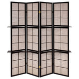 Iggy 4-panel Folding Screen with Removable Shelves Tan and Cappuccino