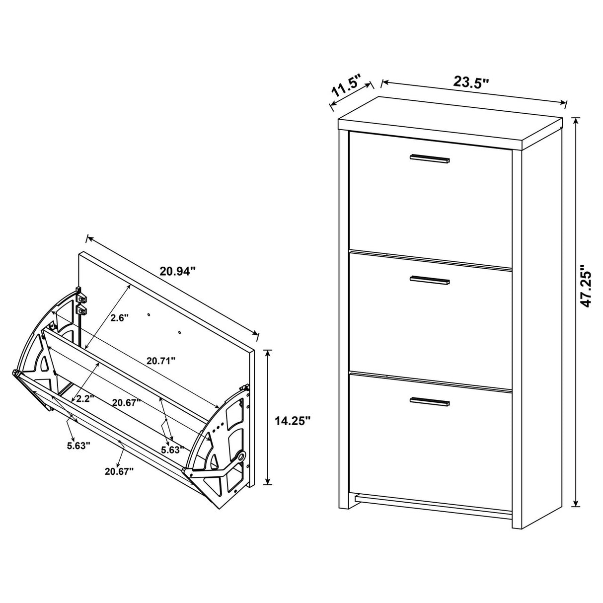 Vivian 3-drawer Shoe Cabinet Black