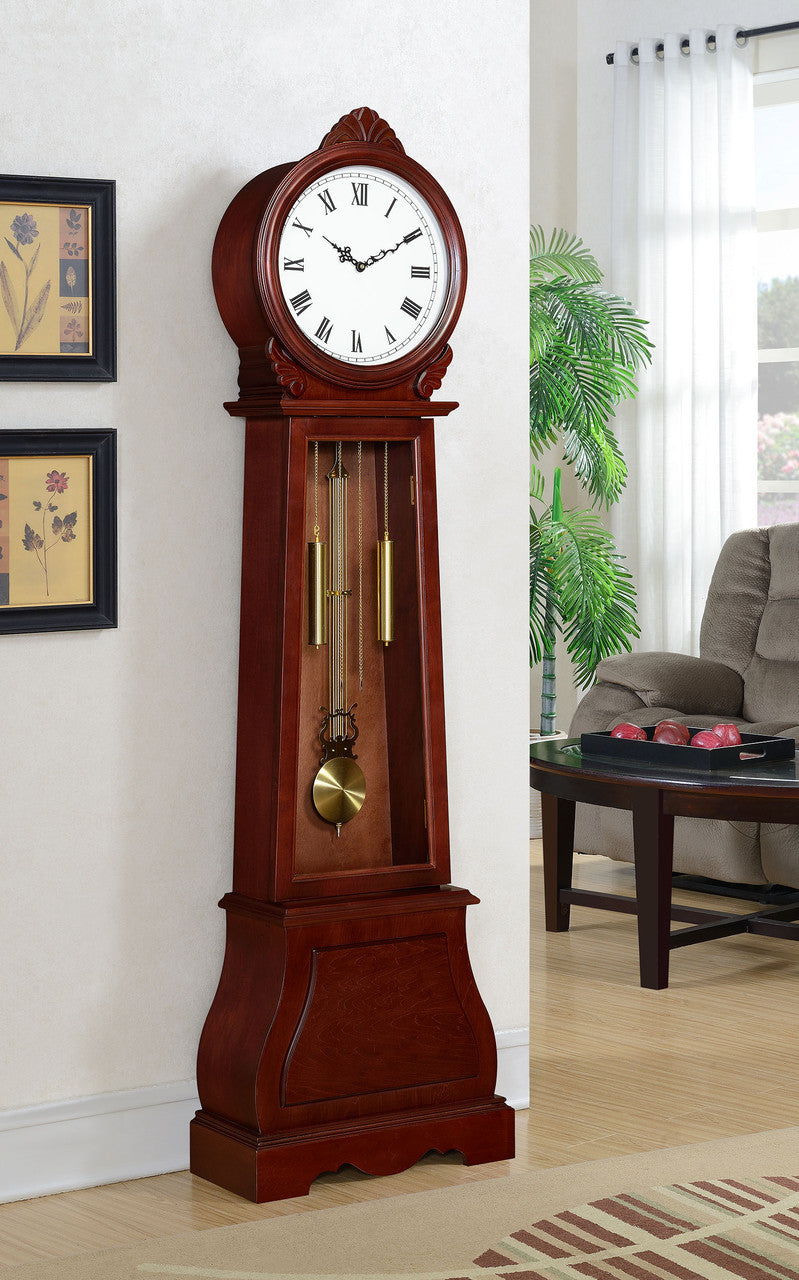 Narcissa Grandfather Clock with Chime Brown Red