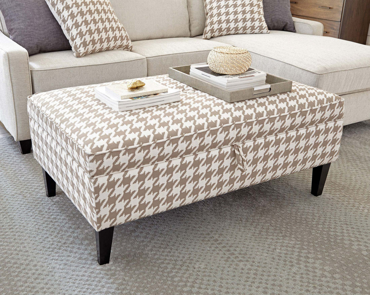 Mcloughlin Upholstered Storage Ottoman Beige and White