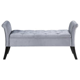 Farrah Upholstered Rolled Arms Storage Bench Silver and Black