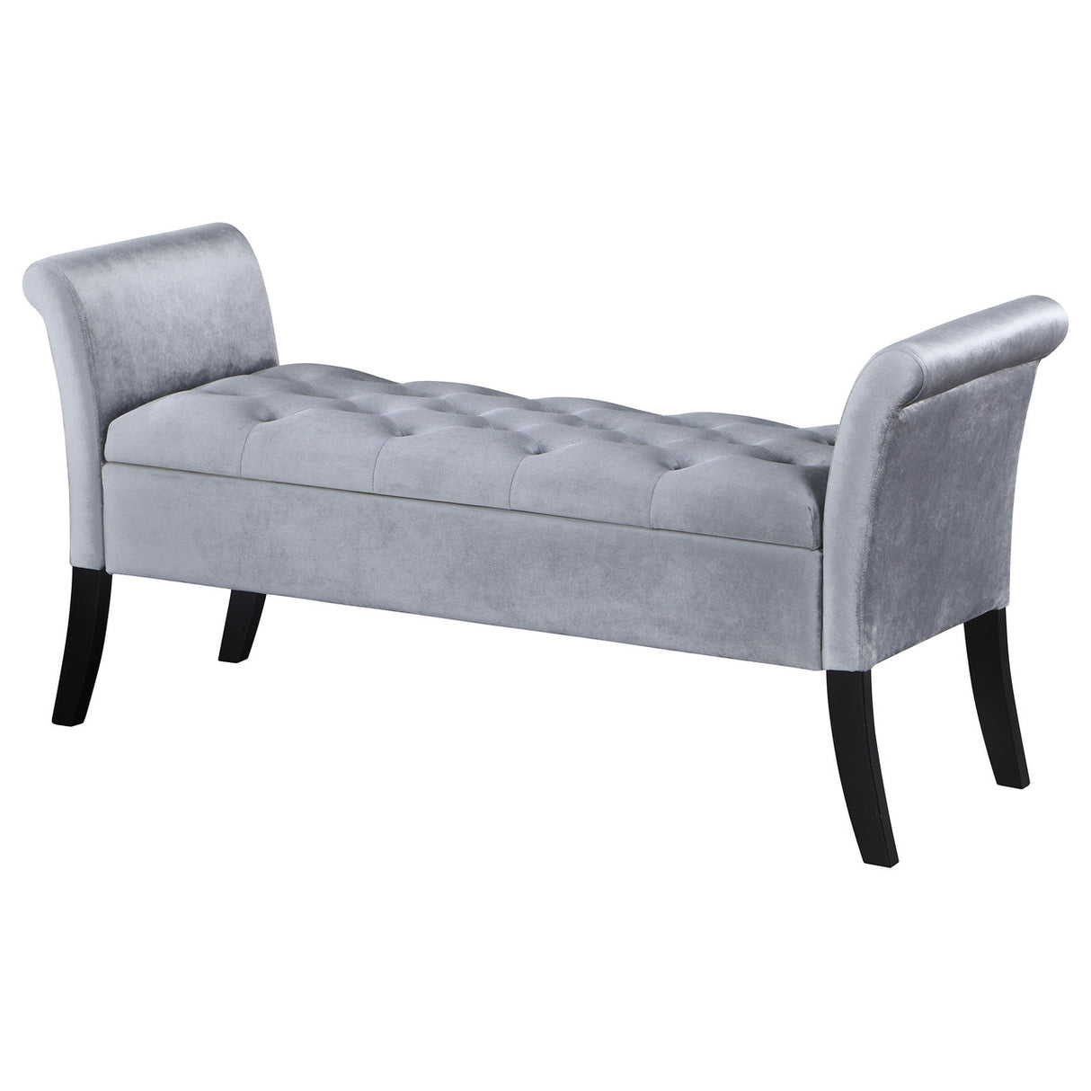 Farrah Upholstered Rolled Arms Storage Bench Silver and Black