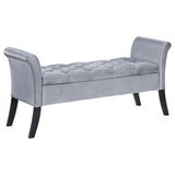 Farrah Upholstered Rolled Arms Storage Bench Silver and Black