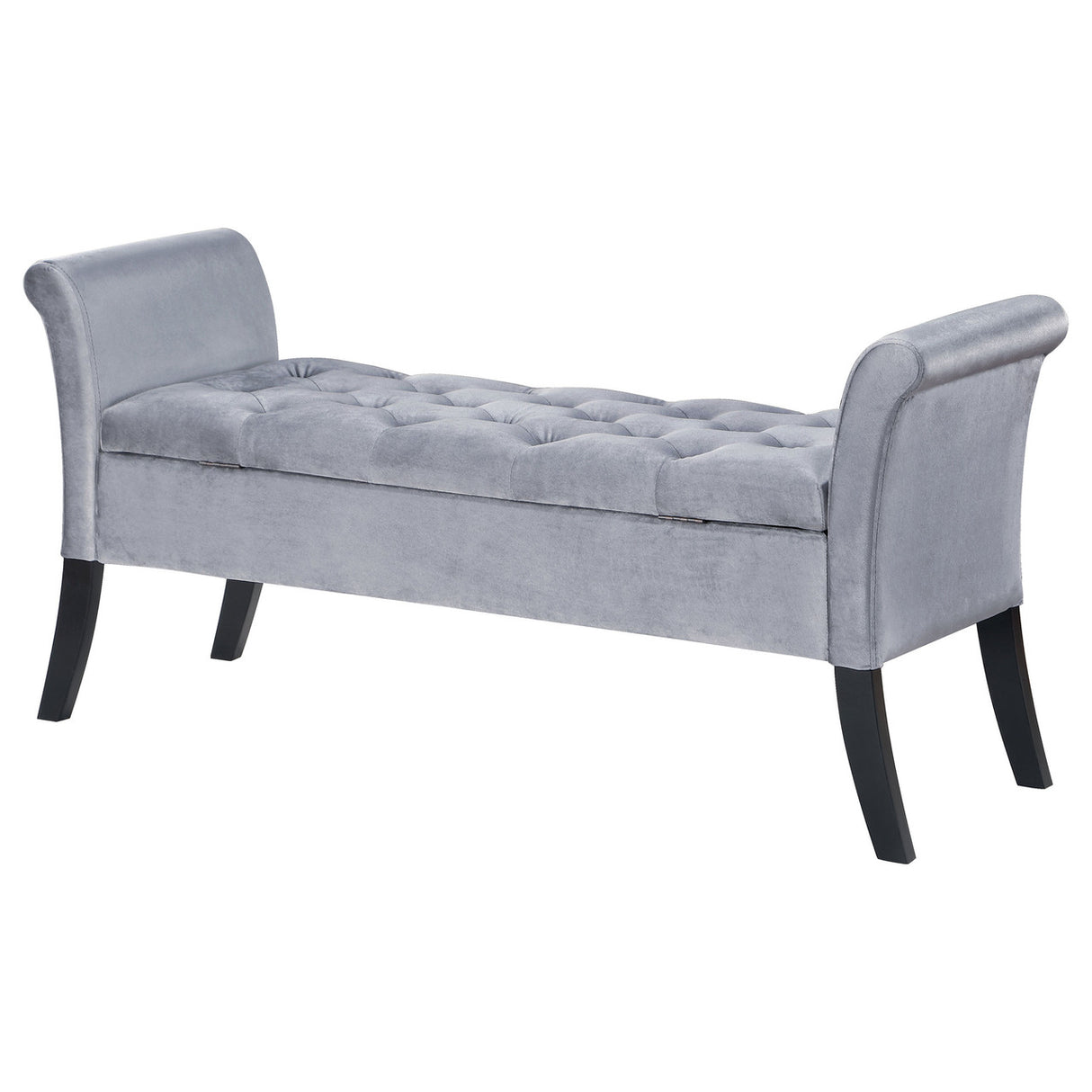 Farrah Upholstered Rolled Arms Storage Bench Silver and Black