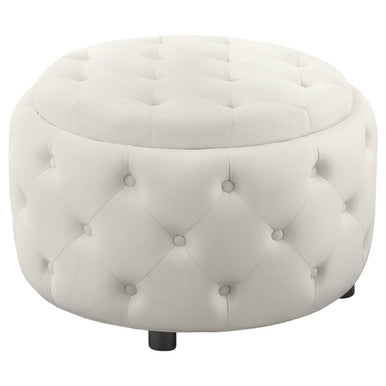 Angelina Tufted Storage Round Ottoman Pearl