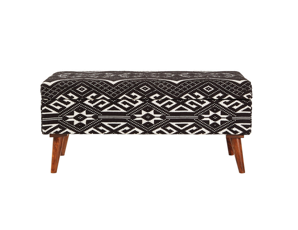 Cababi Upholstered Storage Bench Black and White