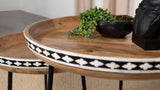 Ollie 2-piece Round Nesting Table Natural and Black