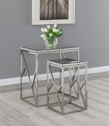 Betsy 2-piece Mirror Top Nesting Tables Silver