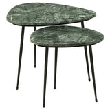 Tobias 2-piece Triangular Marble Top Nesting Table Green and Black