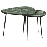 Tobias 2-piece Triangular Marble Top Nesting Table Green and Black