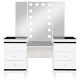 Talei 6-drawer Vanity Set with Hollywood Lighting Black and White