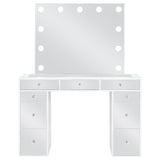 Regina 3-piece Makeup Vanity Table Set Hollywood Lighting White and Mirror