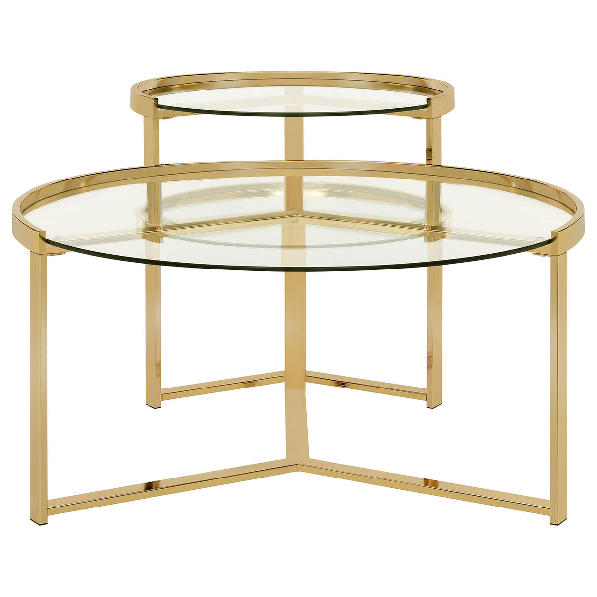 Delia 2-piece Round Nesting Table Clear and Gold