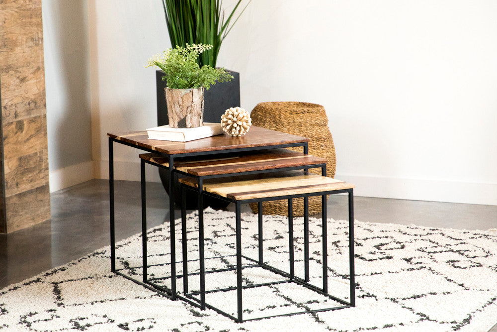 Belcourt 3-piece Square Nesting Tables Natural and Black