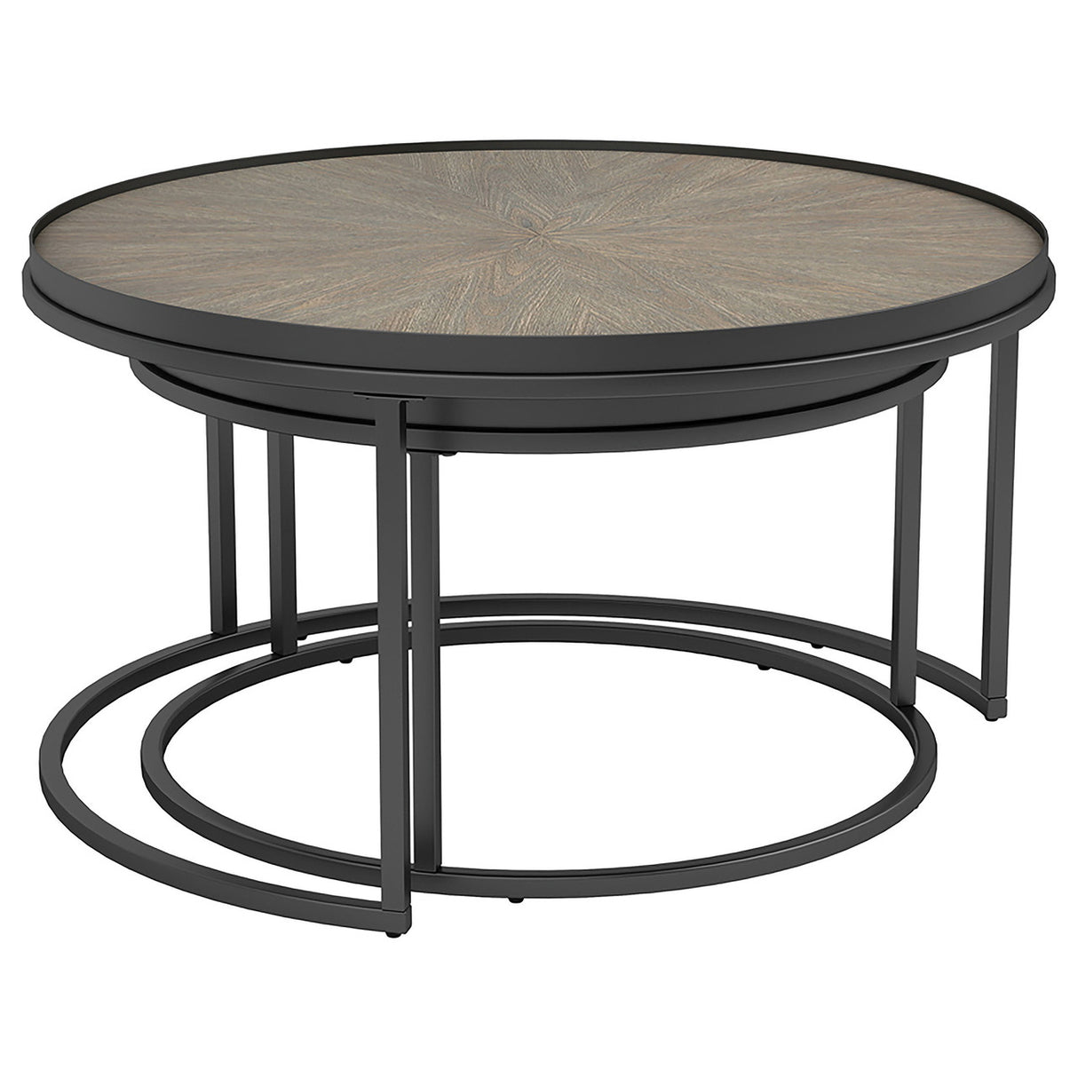 Rodrigo 2-piece Round Nesting Tables Weathered Elm