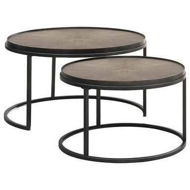 Rodrigo 2-piece Round Nesting Tables Weathered Elm