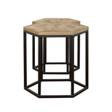 Adger 2-piece Hexagon Nesting Tables Natural and Black