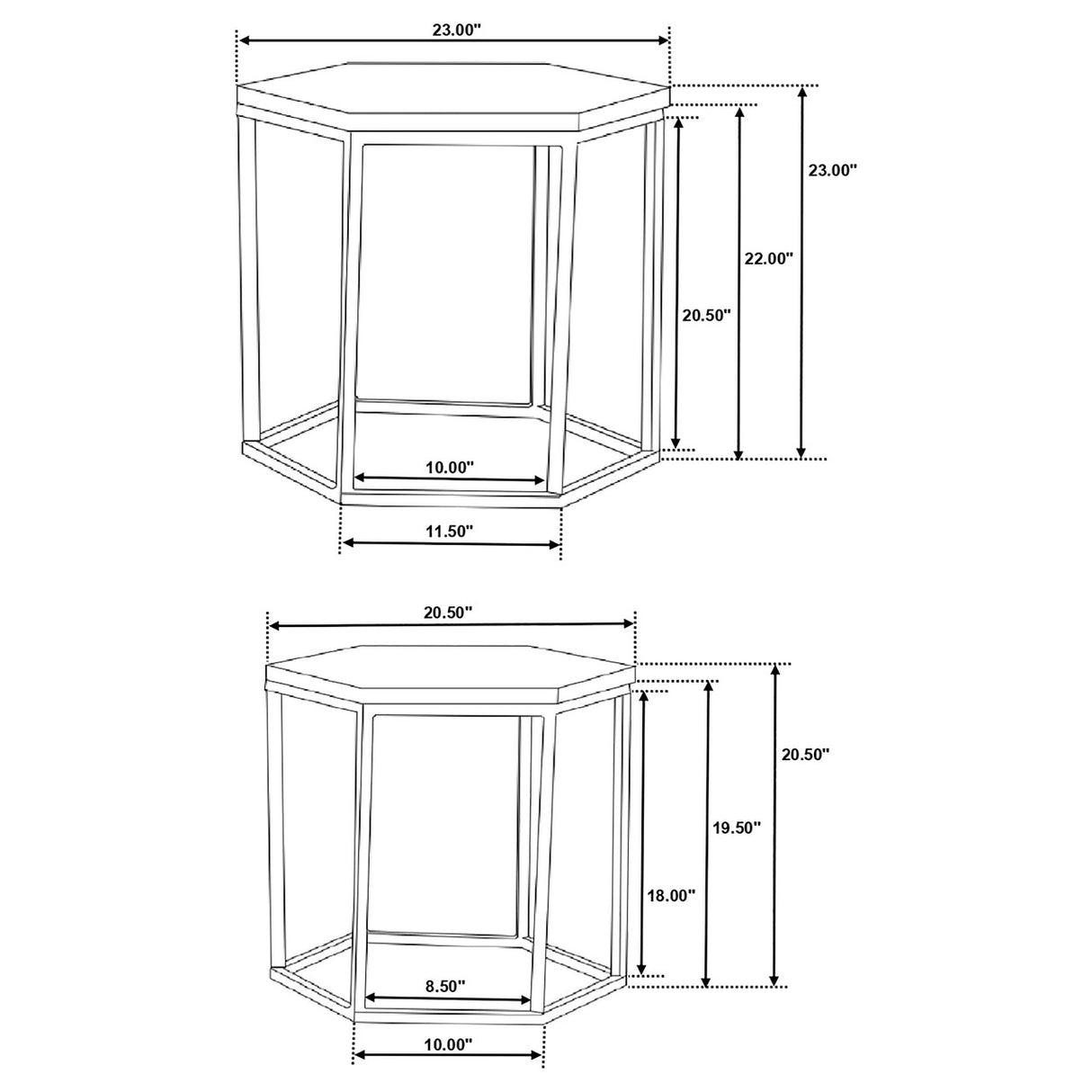 Adger 2-piece Hexagon Nesting Tables Natural and Black