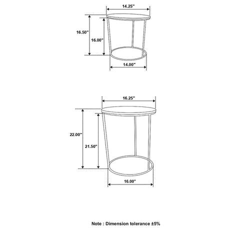 Vivienne 2-piece Round Marble Top Nesting Tables White and Gold