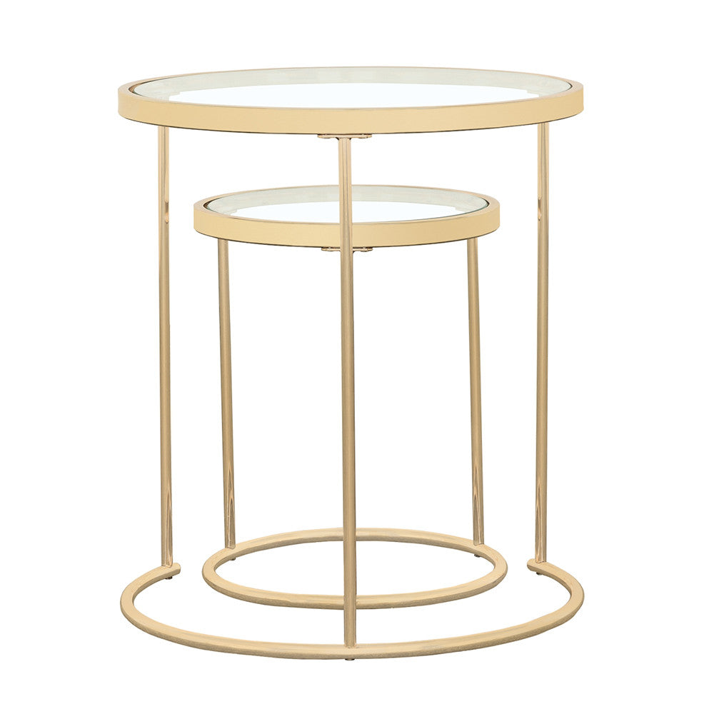 Maylin 2-piece Round Glass Top Nesting Tables Gold