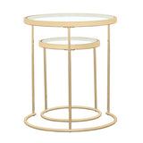 Maylin 2-piece Round Glass Top Nesting Tables Gold