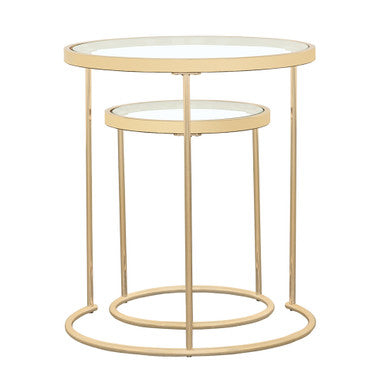 Maylin 2-piece Round Glass Top Nesting Tables Gold