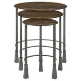 Deja 3-piece Round Nesting Table Natural and Gunmetal