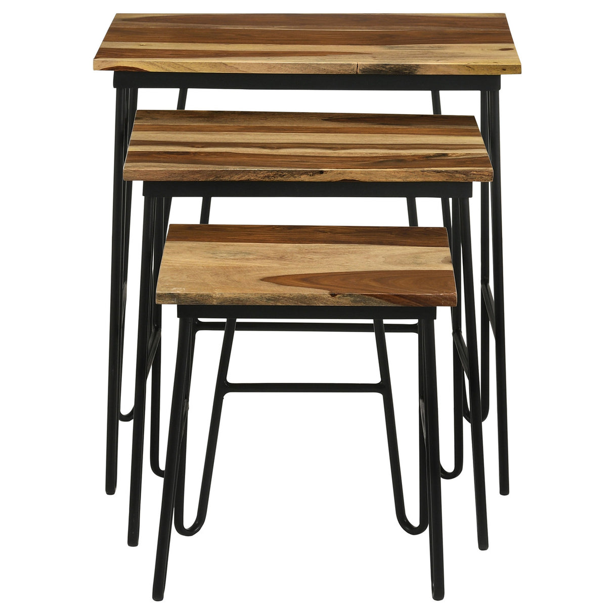 Nayeli 3-piece Nesting Table with Hairpin Legs Natural and Black