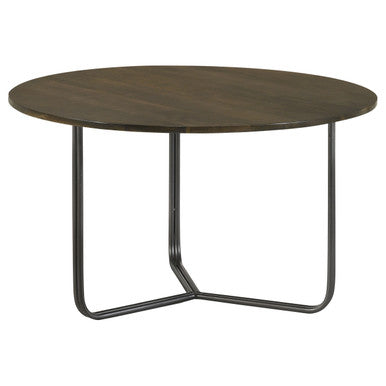 Yaritza Round Accent Table with Triangle Wire Base Natural and Gunmetal