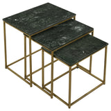 Medora 3-piece Nesting Table with Marble Top (Green)