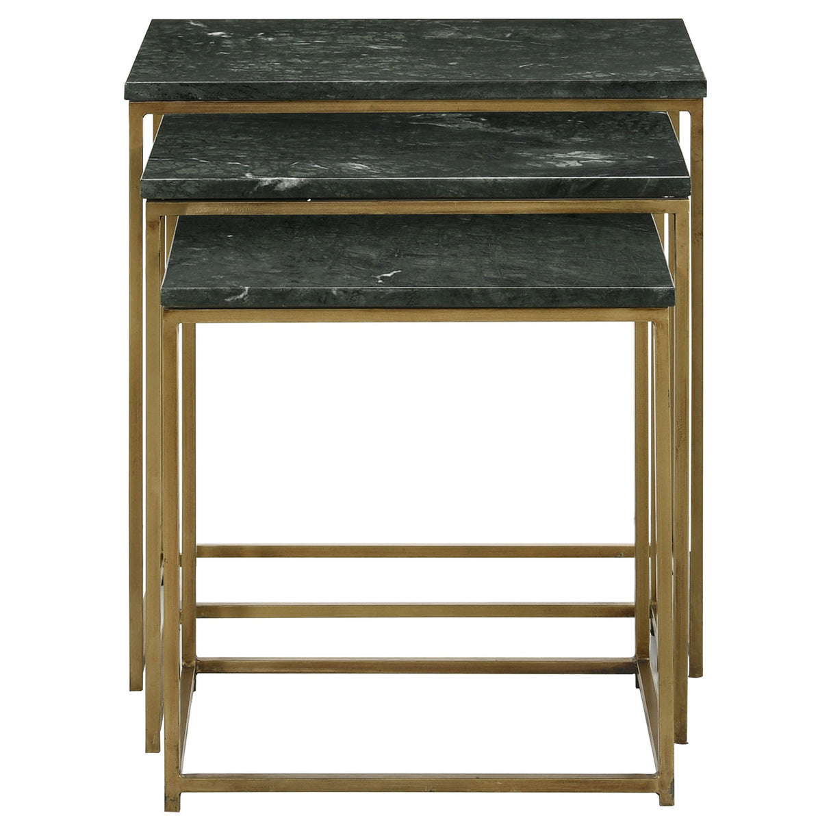 Medora 3-piece Nesting Table with Marble Top (Green)